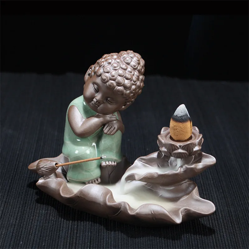 Керамическая глазурь ледяная с трещинами Будда курильница для благовоний