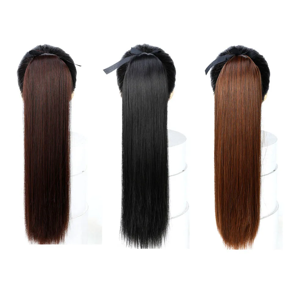 Супер длинная прямая заколка для хвоста 75 см черный и коричневый хвостик с