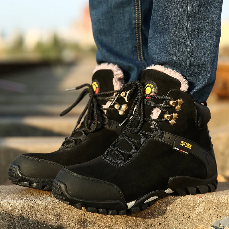 SENTA New Winter Men Hiking Shoes Waterproof Climbing Boots Outdoor Sport Shoes Anti Slip Trekking Hunting Shoes Trainers Rubber
