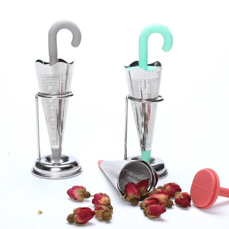 

Stainless Steel Tea Infuser Umbrella Shape Silicone Herbal Spice Filter Strainer 57BB