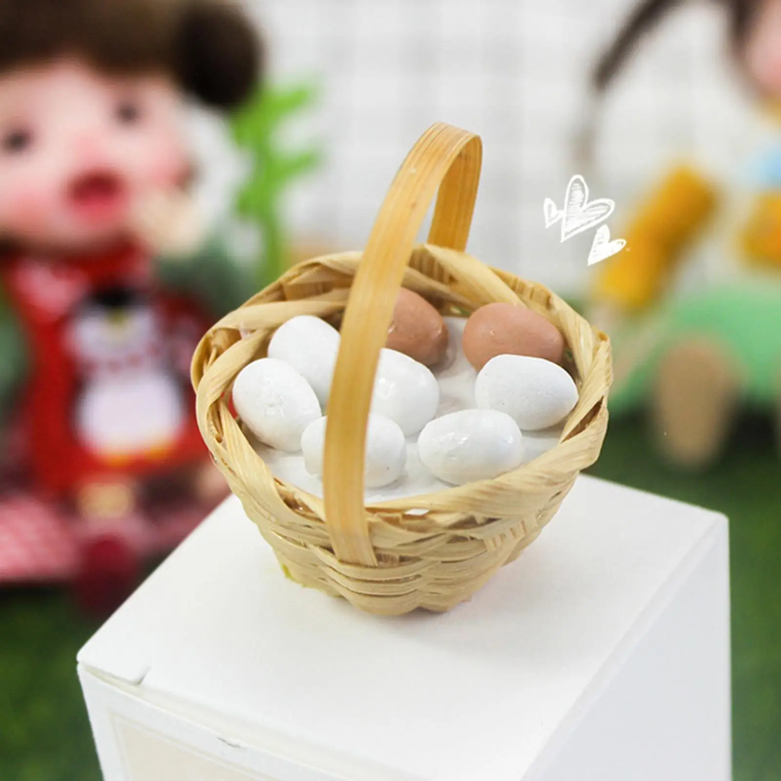 

1/12 Dollhouse Mini Kitchen Scene Rattan Basket Eggs Model Toy DIY Props Children Toys Girls Birthday Christmas New Year Gift