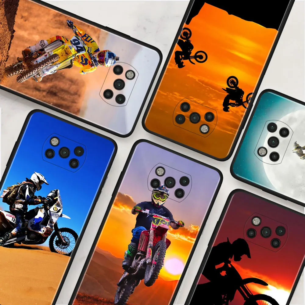 phone case for xiaomi pocophone f1 poco x3 nfc x3 pro m3 pro 5g f3 soft cover back shell moto cross motorcycle sports free global shipping