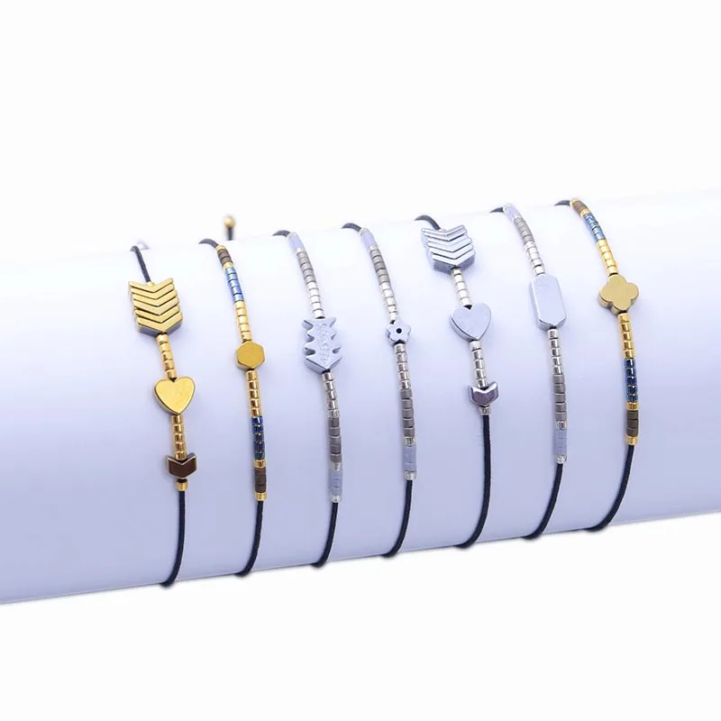 Meekuo милый тонкий браслет из нержавеющей стали богемные украшения браслеты