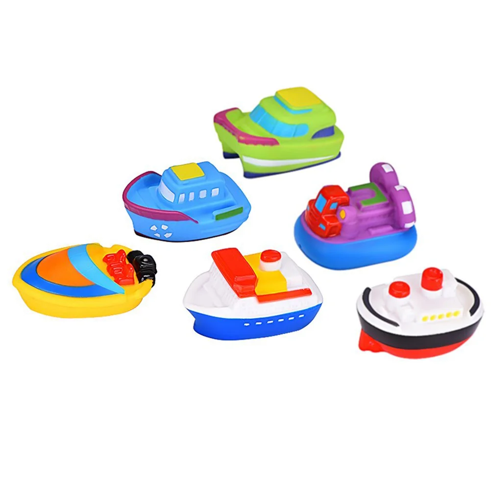 

6pcs Floating Boat Toys Rubber Cartoon Bath Squirt Toys for Baby z8