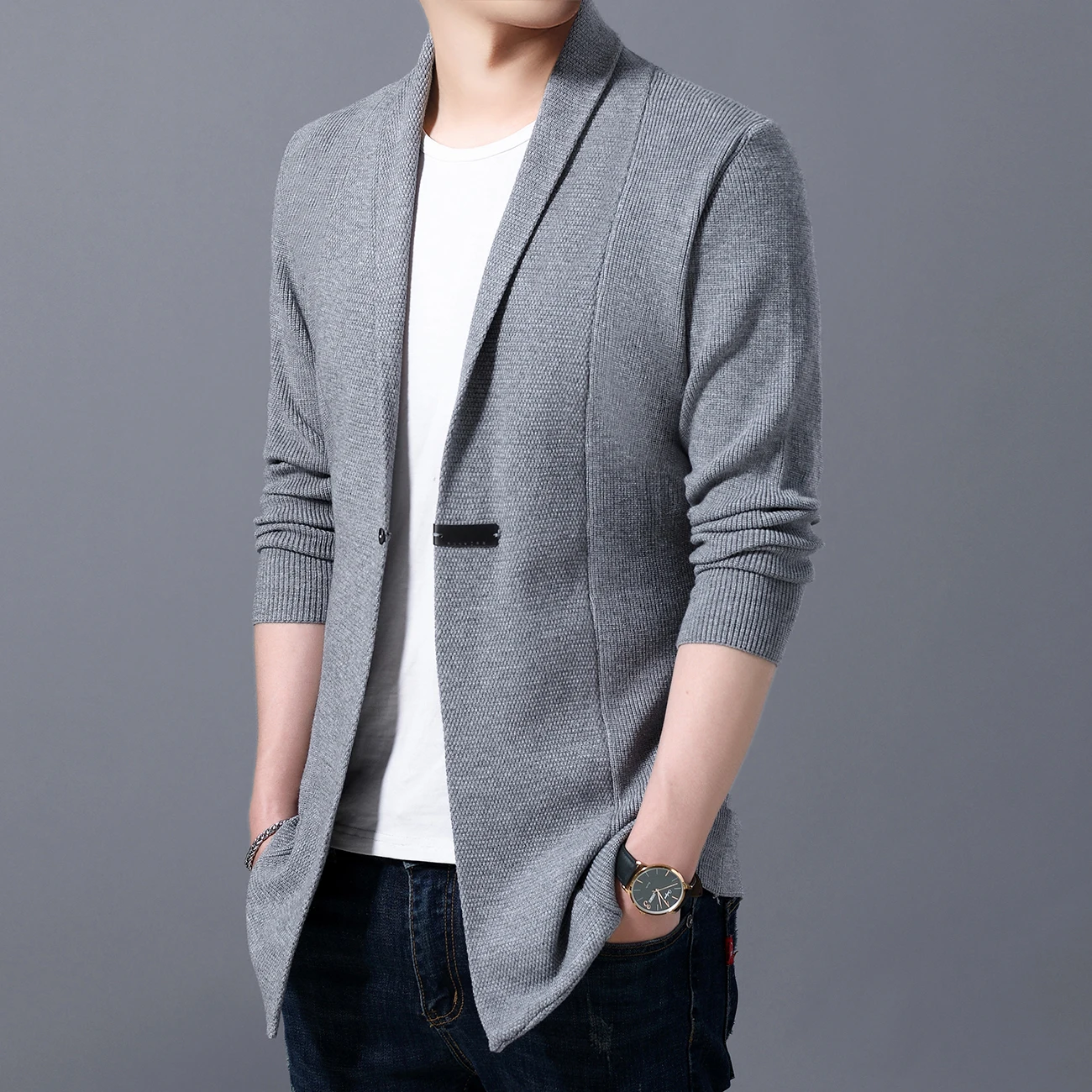 

Cardigan Mens Sweaters Spring Autumn Men Casual Cardigan Jacket Man Solid Color Long Sweater Windbreaker Single Button Coats