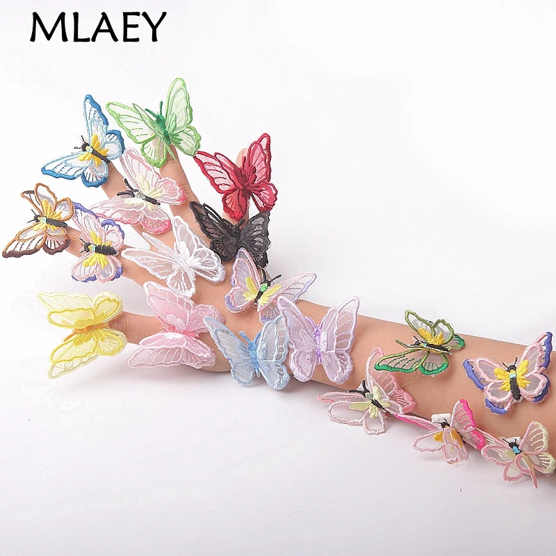 MLAEY 3D бабочка нашивки кружево ткань Вышивка Головные уборы DIY Одежда Швейные