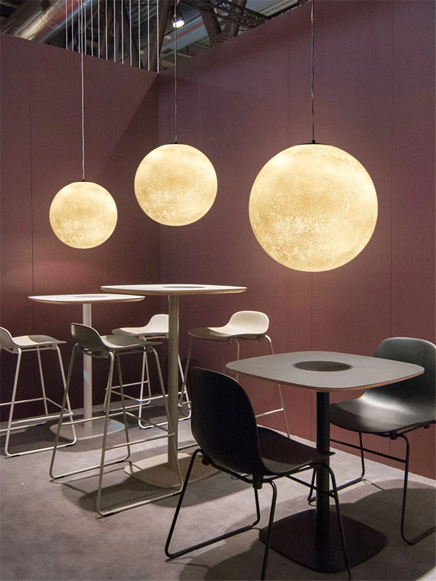 Люстры с планетами и Луной в скандинавском стиле светильники из каучука для