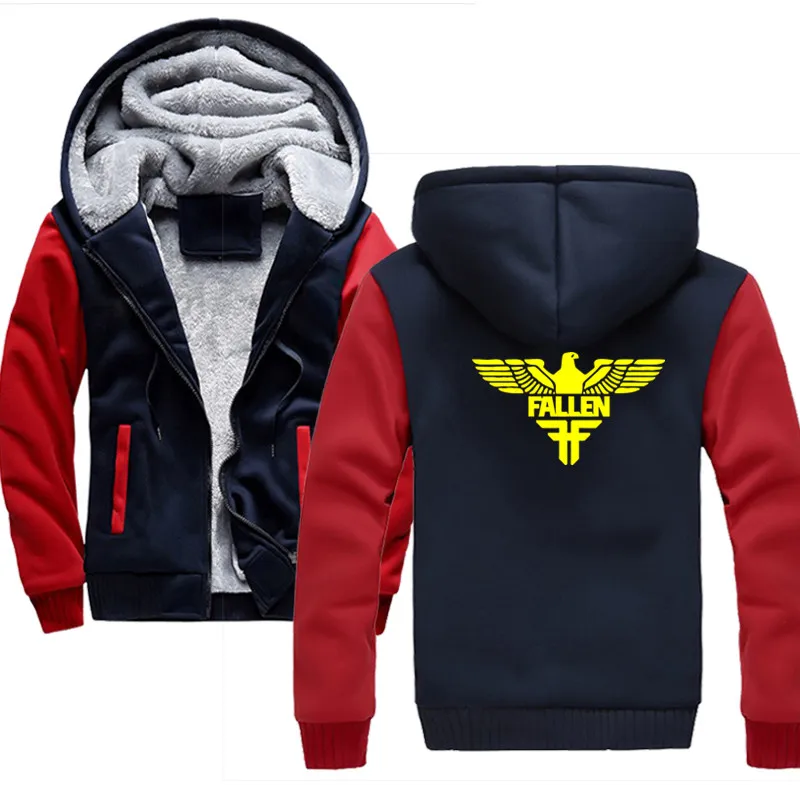 

FALLEN Men's Thicken windbreaker Jackets Fleece Sportswear 4XL 5XL Wool Liner Hoody Warm Hoodies Coats Sweatshirts For Men