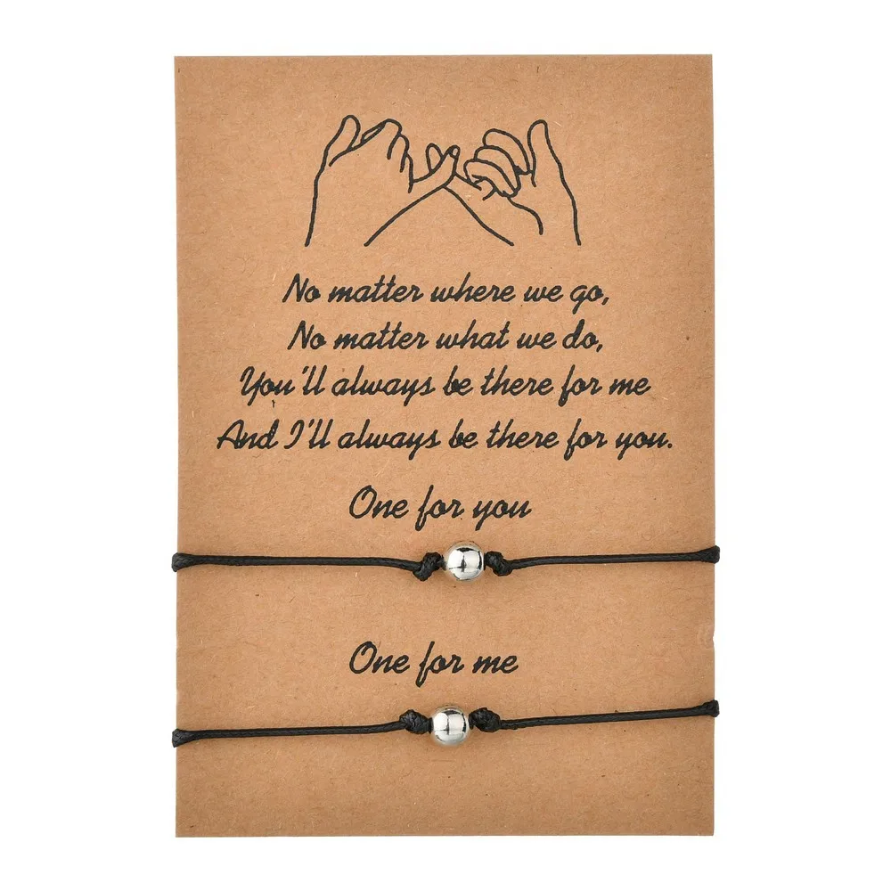 

Simple Retro Round Beads Wax Line Hand-woven Couple Card Bracelet Hand Rope