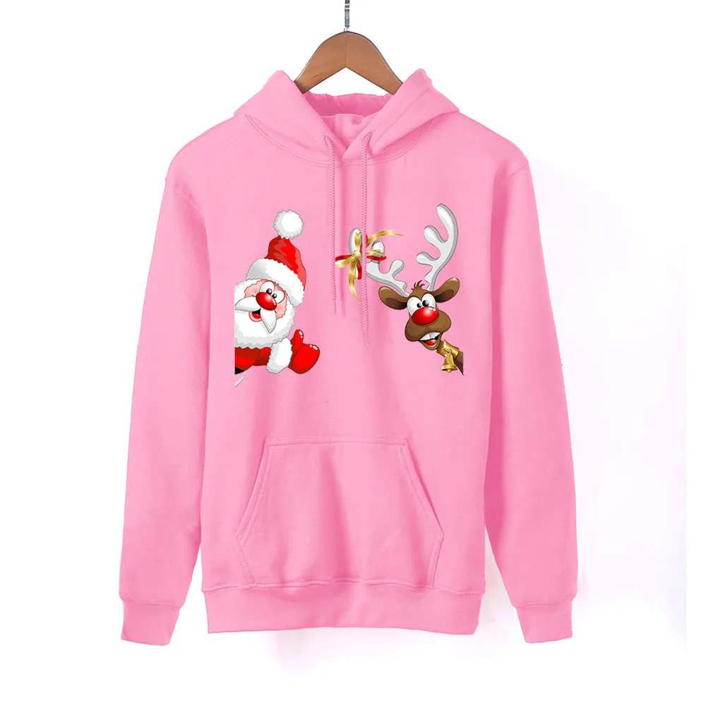 Женская розовая толстовка с капюшоном веселое Рождество весна-осень толстовки