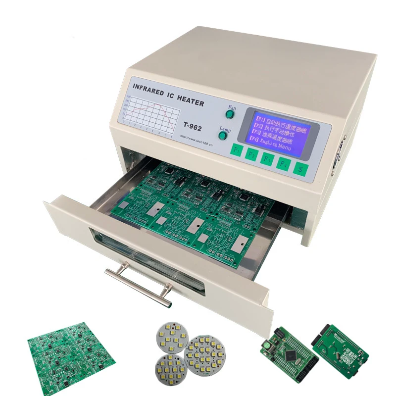PUHUI T-962 T962 печь оплавления инфракрасный IC НАГРЕВАТЕЛЬ паяльная машина 800 Вт 180x235 мм T962 для BGA SMD SMT Rework CE сертификат