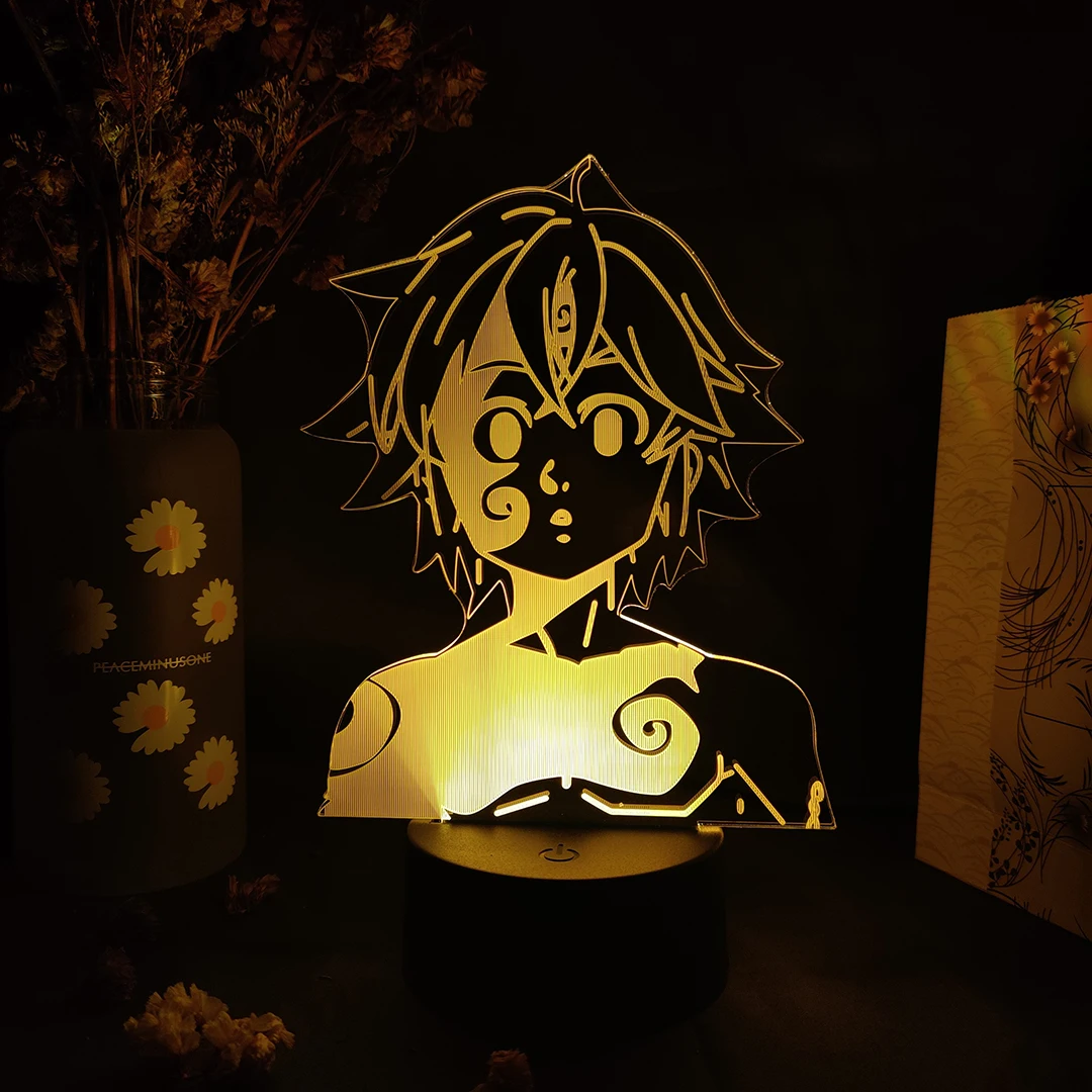 Japanese Manga The Seven Deadly Sins 3D Illusion Figurine Lamp Meliodas Silhouettes Hot Anime Night Light for Home Bedroom Decor