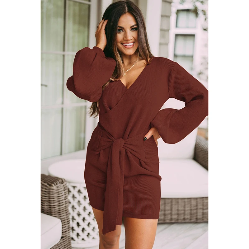 

New autumn and winter long-sleeved bag hip skirt belt waist dress, women dresses long elegant party prom maxi, dresses for women