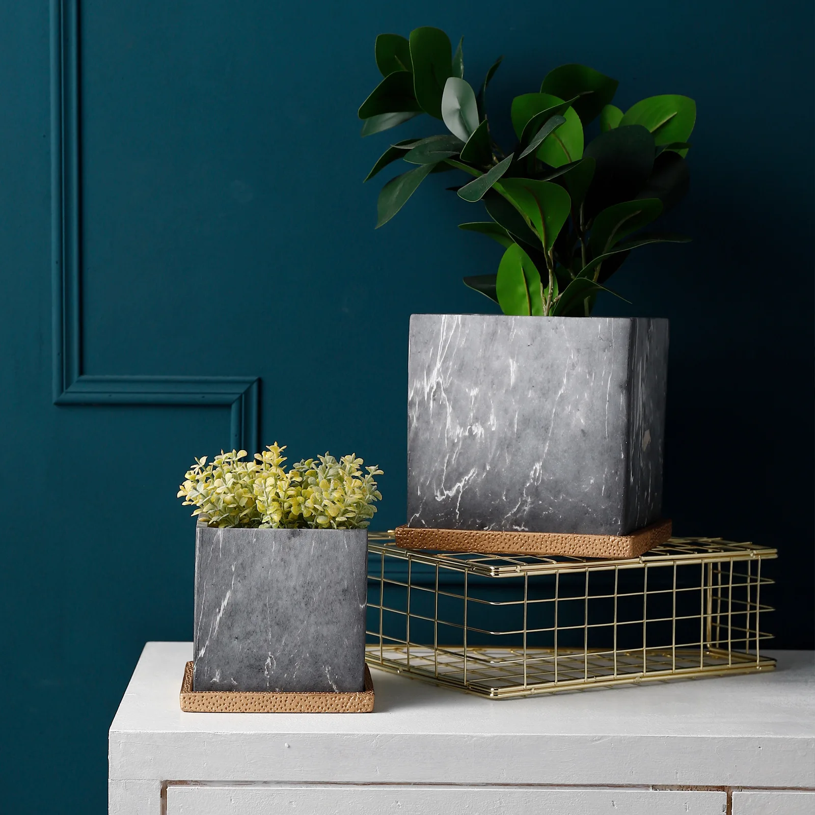 Скандинавский цементный цветочный горшок с имитацией мрамора
