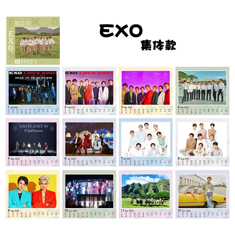As shown KPOP StrayKids SuperM EXO BLACKPINK TWICE TXT X1 ITZY год Настольный календарь - Цвет: As shown