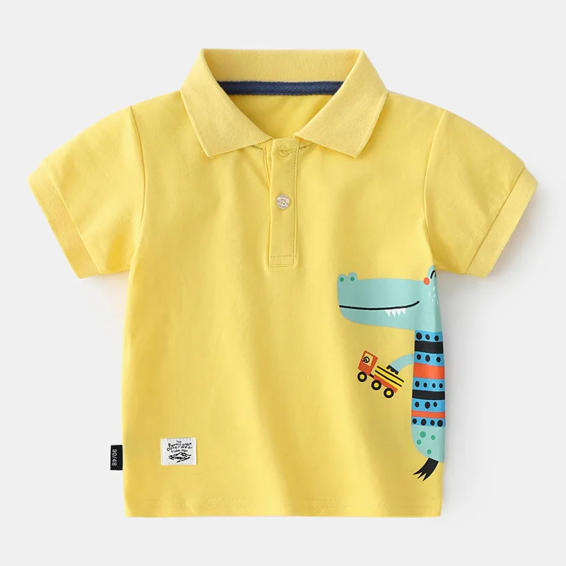 

Kids Polo Shirts Cartoon Crocodile Boy. School Clothes Short Sleeve Boys Tees And Polos Breathable Polo Shirts