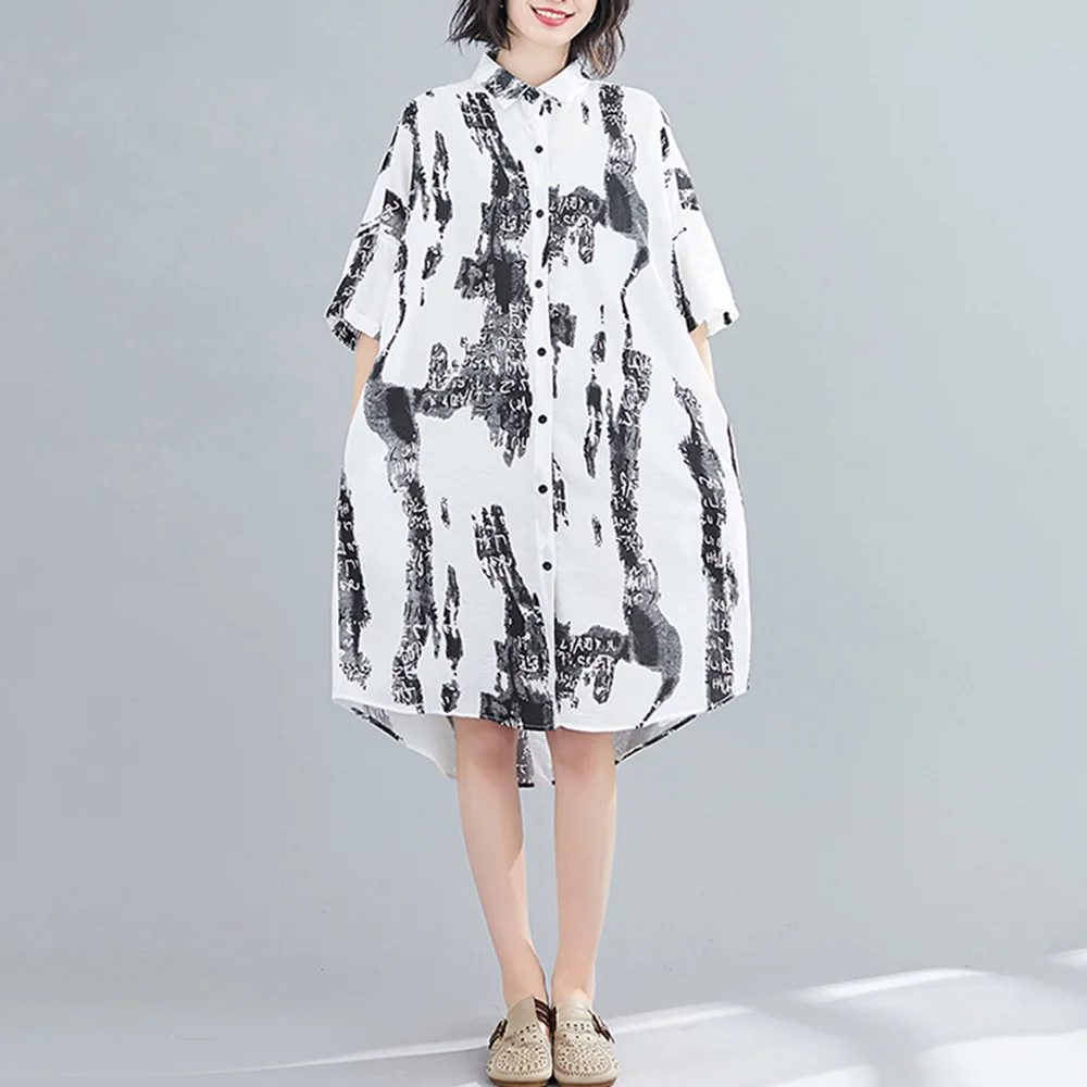 

Supermiss Women Plus Size Dresses Linen Vintage Stripe Casual 2020 Cotton Button Down Shirt Dress female vestidos