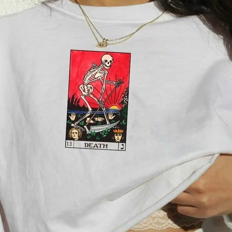 

Summer Women's Retro Style Skull Death T-Shirt Fashion Tops Hipsters Grunge Aesthetic Tee Vintage Fashion Top Gothic Clothing