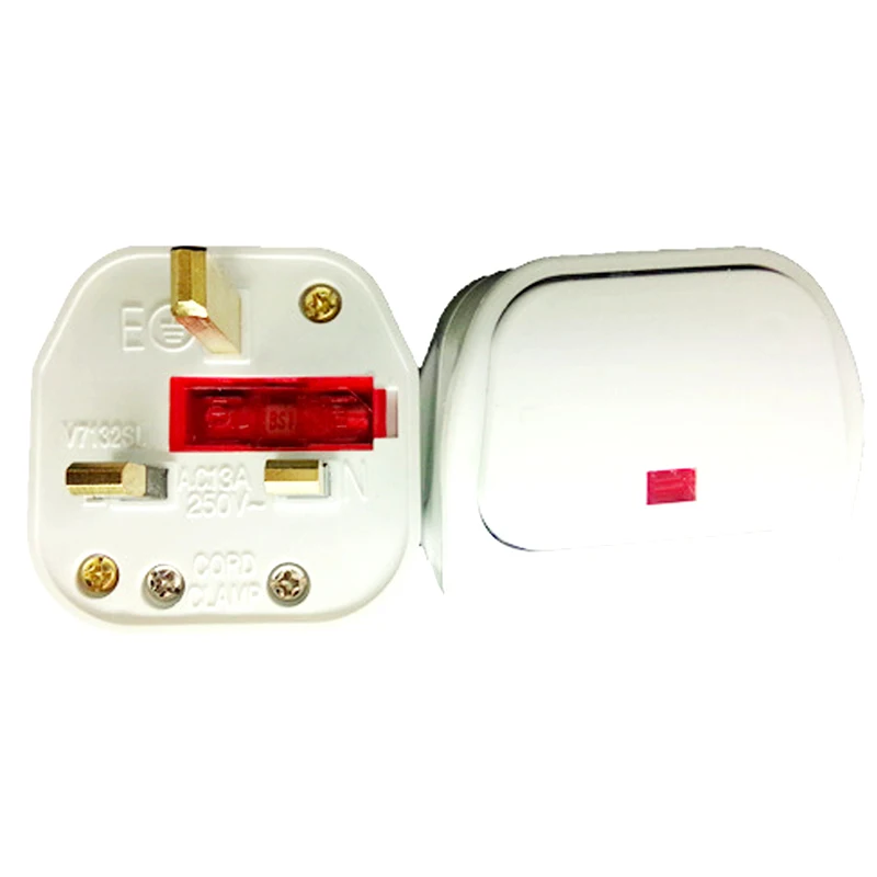 Белый Медь 13A 250V BS1363 Triprong съемный Британский стандарт Великобритании плавленый