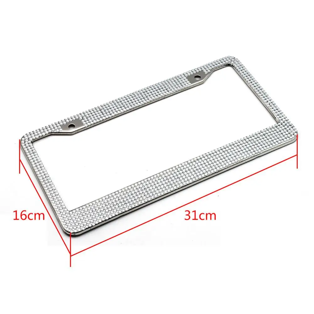 

Stainless Steel with Drill License Plate Frames for Car Truck Rhinestones Crystal License Frames Plate for US Regulations