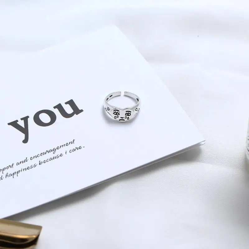 

Crying Heart Ring Vintage Silvery Open Adjustable Ring Band Fashion Jewelry 667E