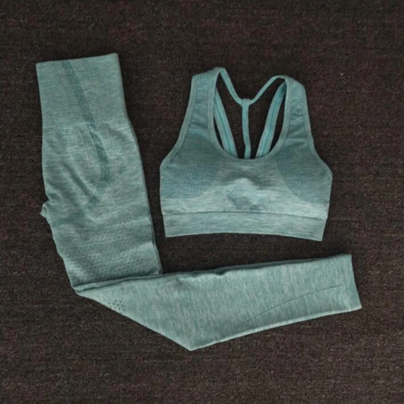 

New 2PCS Seamless Yoga Set Women Gym Fitness Clothing High Waist Leggings+Bra Yoga Suit Training Sport workout Sportswear