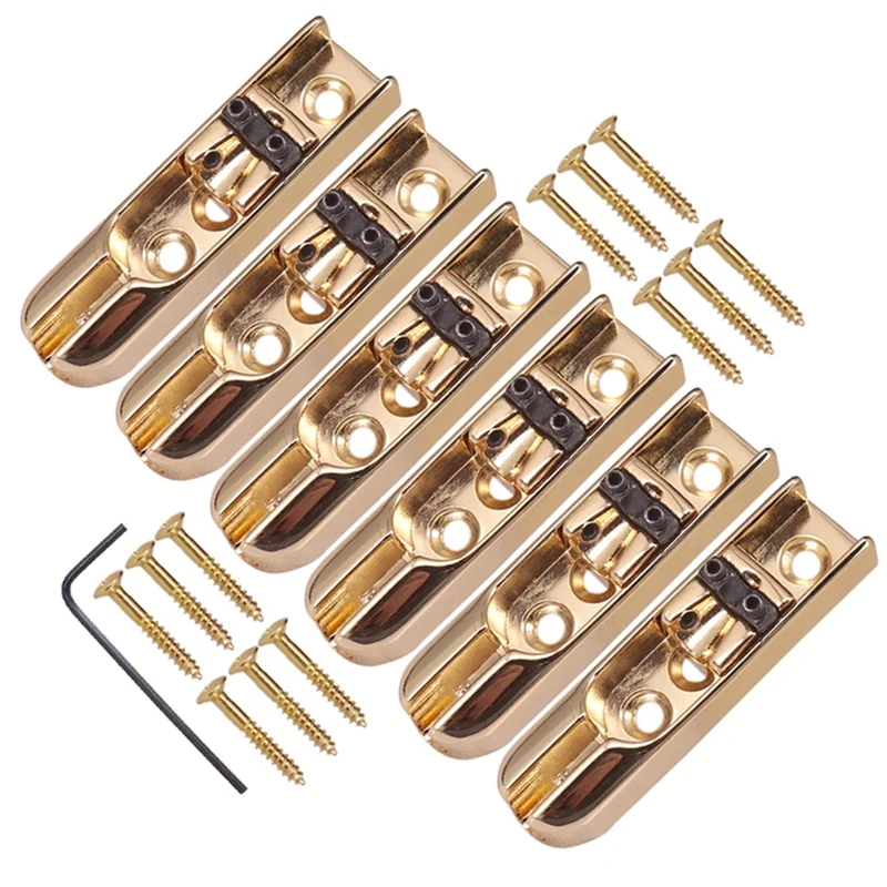

1 Set Of 6 Pcs Single Individual Bridge Saddles Tailpiece For 4 String Bass Guitar Replacement Parts