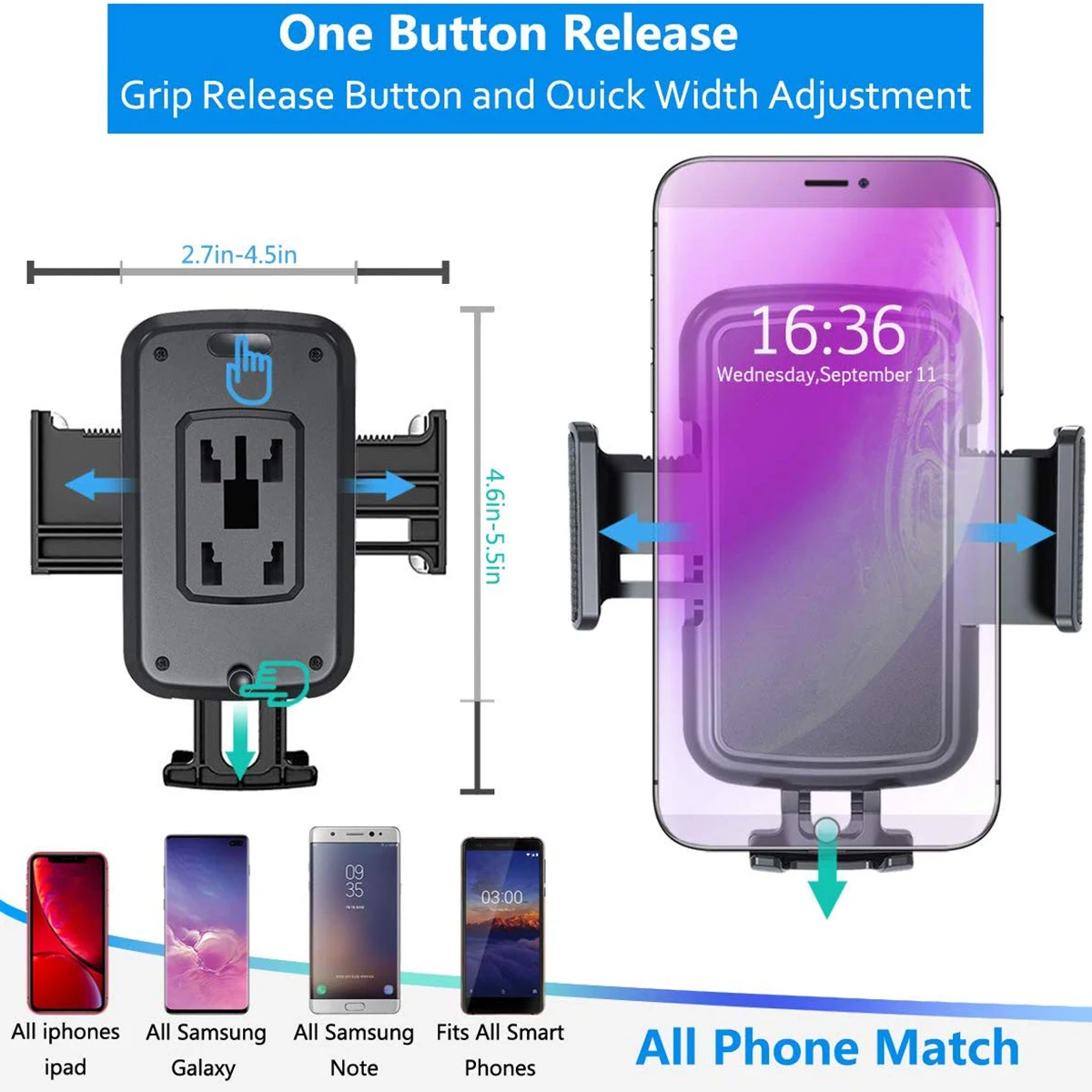 

Universal Car Holder Phone Mount Stand With Expandable Base Long Neck Adjustable Holder Phones Bracket Dropshipping