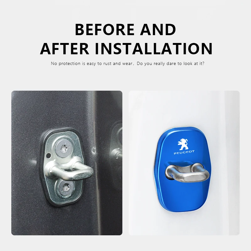 4 шт Анти-ржавчины крышка дверного замка автомобиля защиты с пряжкой для Peugeot 106 107