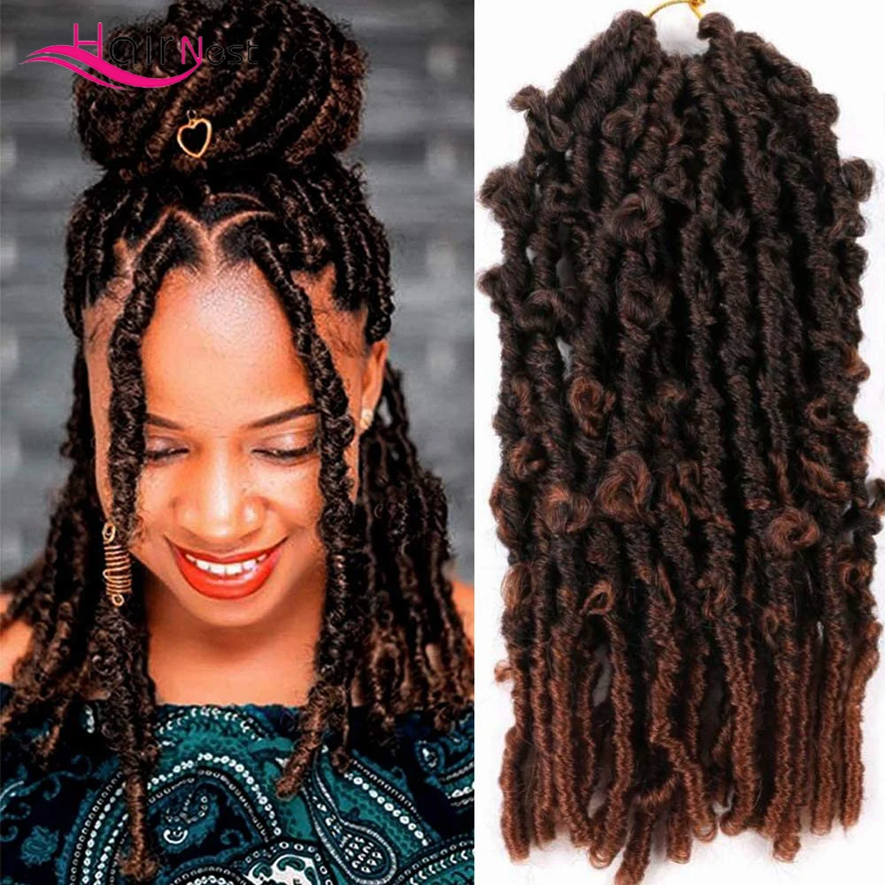 

Hair Nest 12Inch Butterfly Locs Crochet Hair Extension Pre-Looped Short Distressed Locs Crochet Braids Hair Extensions For Women