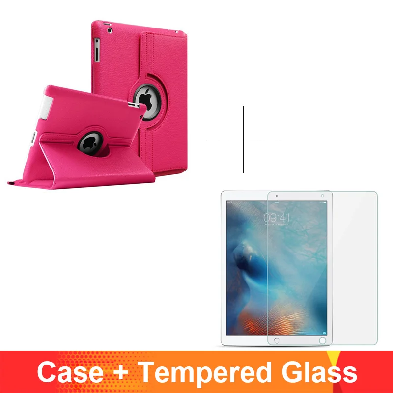 rose add glass 360 градусов вращающийся из искусственной кожи с откидной крышкой чехол для iPad 2/3/4 Чехол подставка чехол s Смарт планшет A1395 A1396 A1416 A1430 A1458 A1460 - Цвет: rose add glass