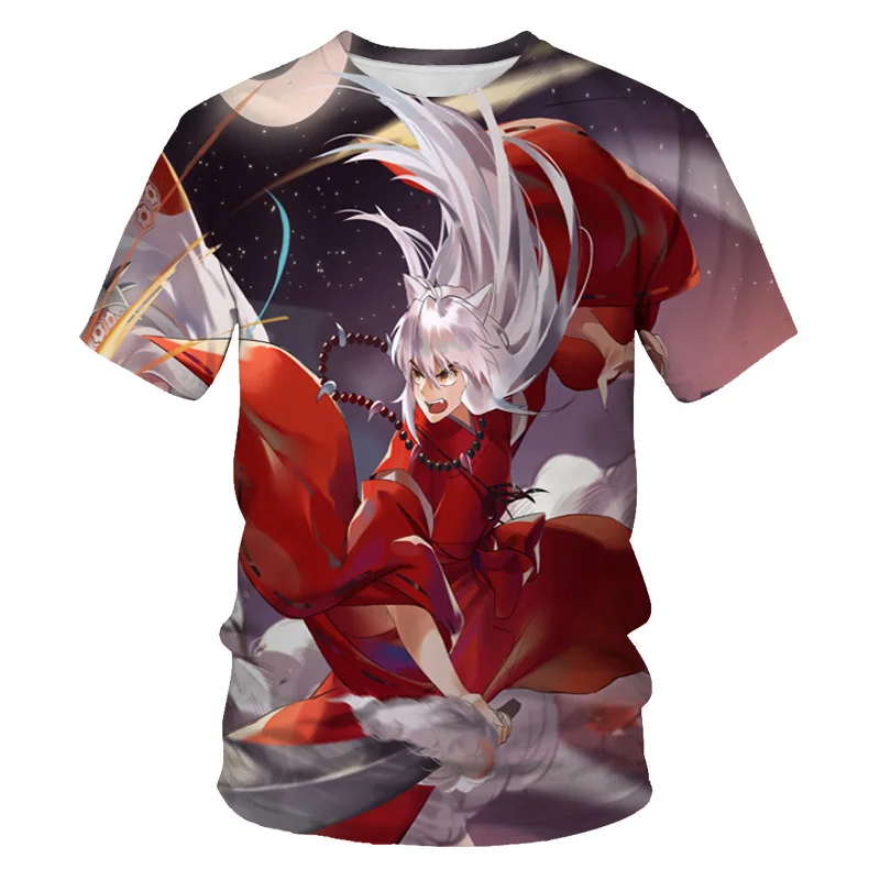 Модная футболка с 3D принтом анимации Inuyasha для мужчин и женщин мультяшная аниме