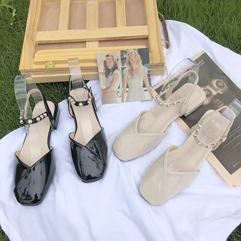 

Shallow Mouth Buckle Strap Roman Sandals Comfort Shoes for Women Suit Female Beige 2021 Summer Block Heels Gladiator Black Girls