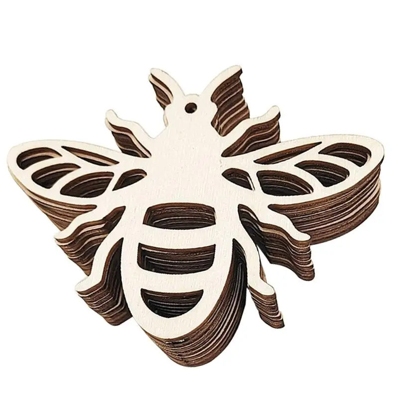 

20pcs Hollow-out Wood Slice Craft Pendants Bee Themed Scene Wooden Pendants DIY Decoration Crafts