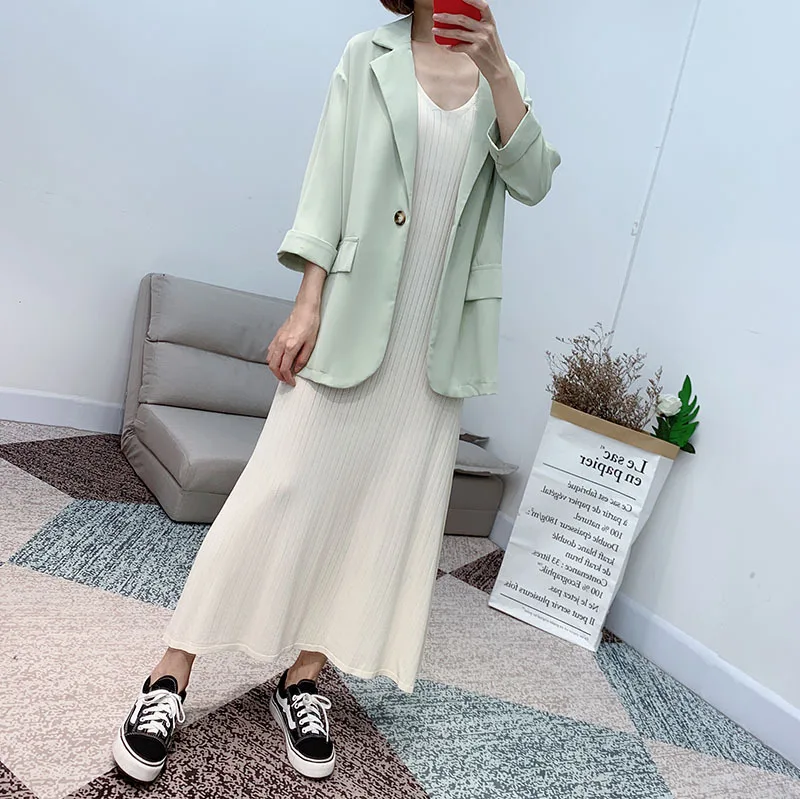 Летнее женское трикотажное длинное платье Korobov 2019 вязаное тонкое свободное без