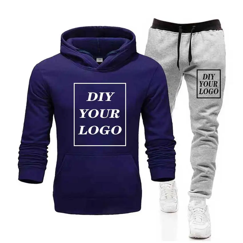 custom logo Print Толстовки и штаны с принтом логотипа по индивидуальному заказу; плотный свитер; удобная уличная одежда унисекс с логотипом «сделай сам»; Спортивный костюм; Прямая поставка; пуловеры - Цвет: custom logo Print
