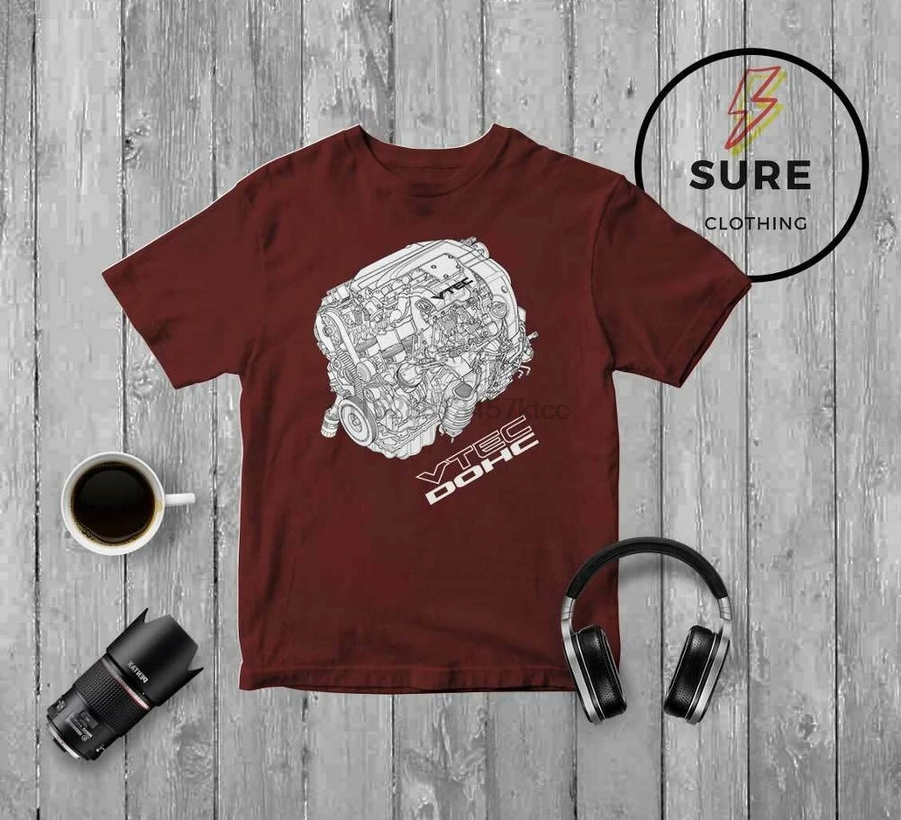 Vtec Dohc Engine Hon Racing Футболка мужская графическая футболка из 100% хлопка с коротким