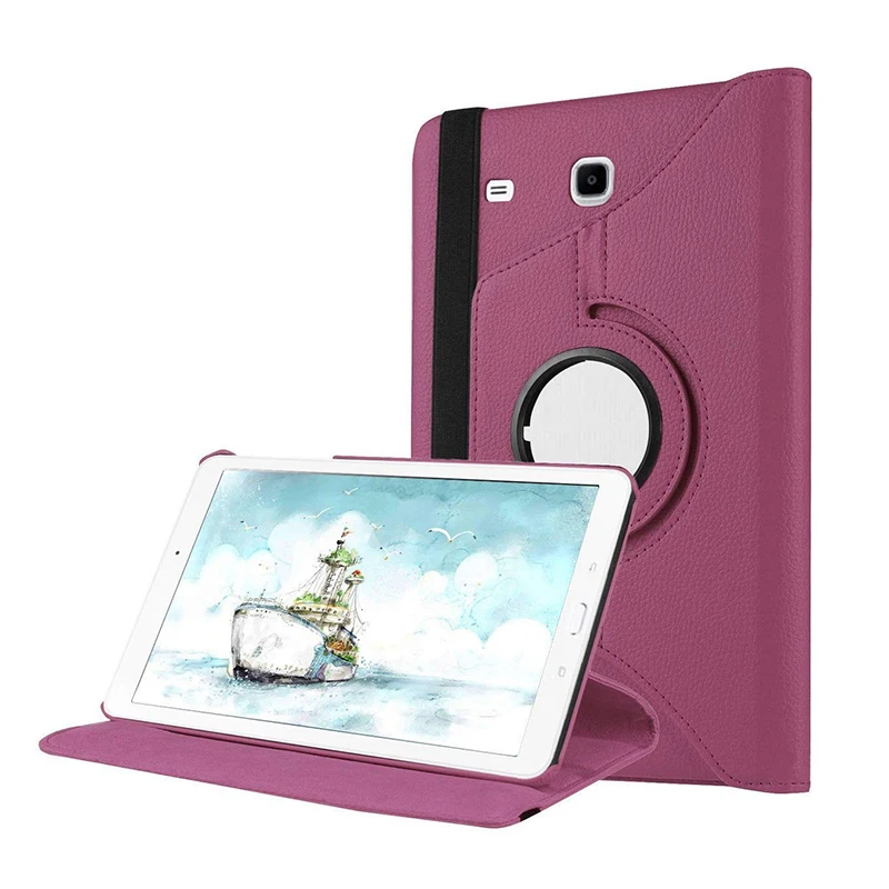 Вращающийся на 360 градусов Чехол книжка из искусственной кожи для Samsung Galaxy Tab E 9 6