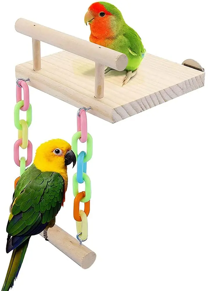 

Bird Perch Stand Toy, Parrot Bird Cage Platform & Swing Gym Accessories for Parakeets Cockatiels, Conures, Macaws, Finches