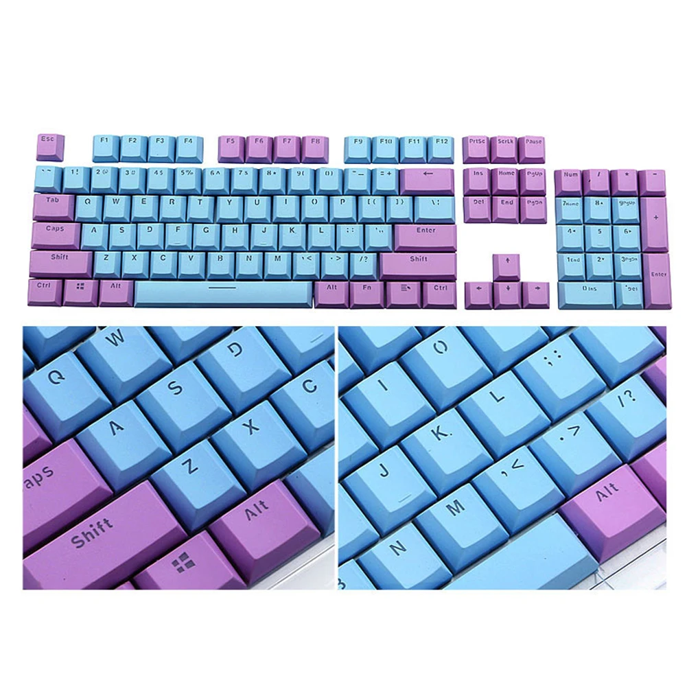 Blue Purple PBT заказной практичный ключ 104 ключ смешанный двойной цвет игровые эргономичные переключатели Компьютерные аксессуары для механической клавиатуры - Цвет: Blue Purple