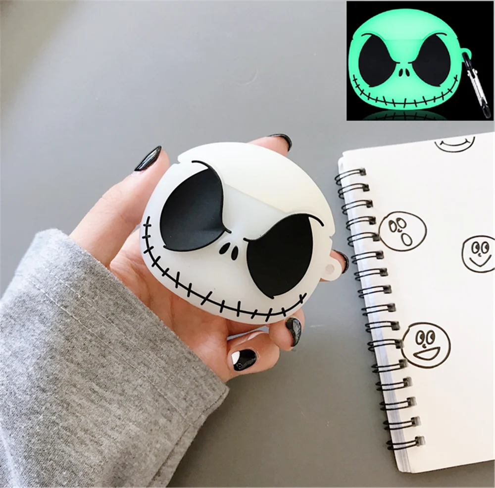 

Чехол для Airpods 2 1, Силиконовый противоударный чехол со светящимся призраком, ужасом, Bluetooth, аксессуары для наушников Airpods Pro