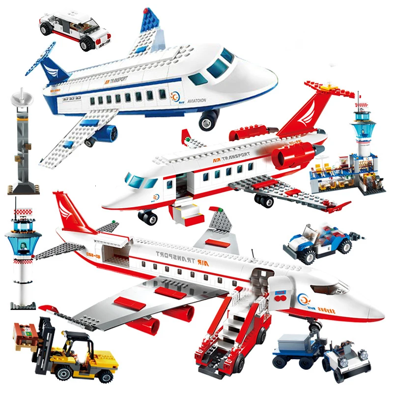 City Plane Airplane Sets Cargo Passenger Airport Station Air Bus Car Figure ModelCompatible Friends Building Blocks Toys | Игрушки и