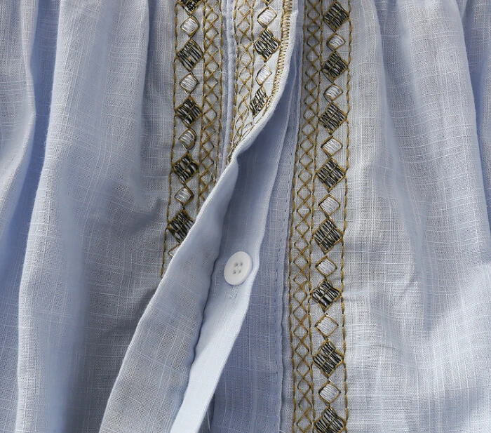 TEELYNN Bule boho блузка 2020 Осенняя Цветочная вышивка o образным вырезом с пышными