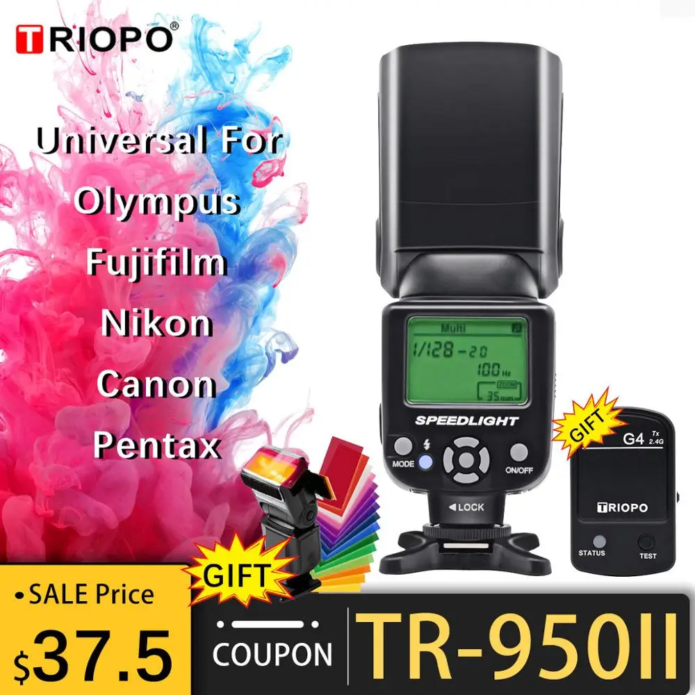 Triopo TR-950II вспышка светильник Speedlite 2,4G Беспроводная передача универсальный для Nikon Canon 650D 550D 450D 1100D 60D 7D 5D камера
