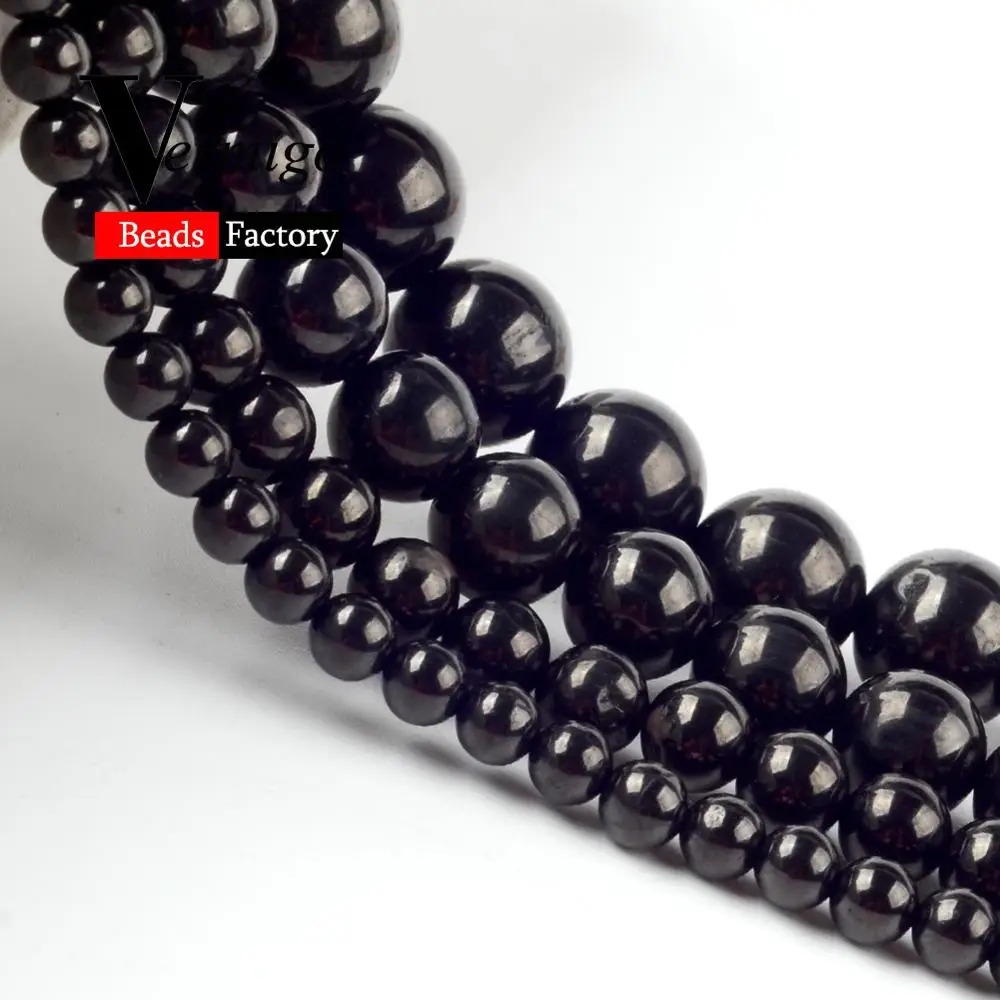 Графит Шунгит из натурального камня круглые бусины для изготовления ювелирных