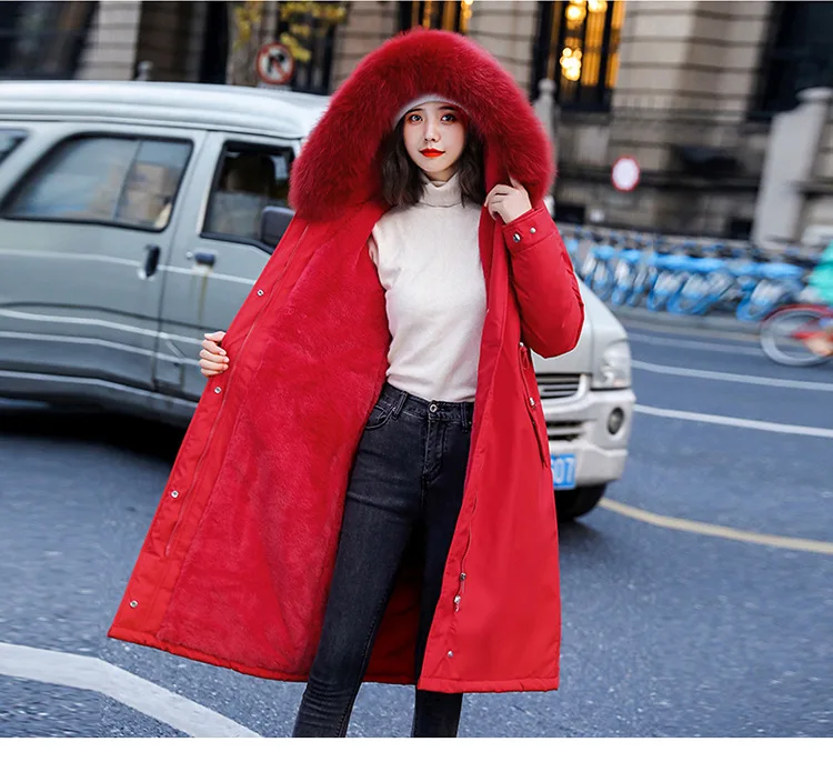 Abrigos Mujer Invierno женские парки с капюшоном, утепленное пуховое хлопковое пальто, женское длинное тонкое зимнее пальто с меховым воротником для женщин