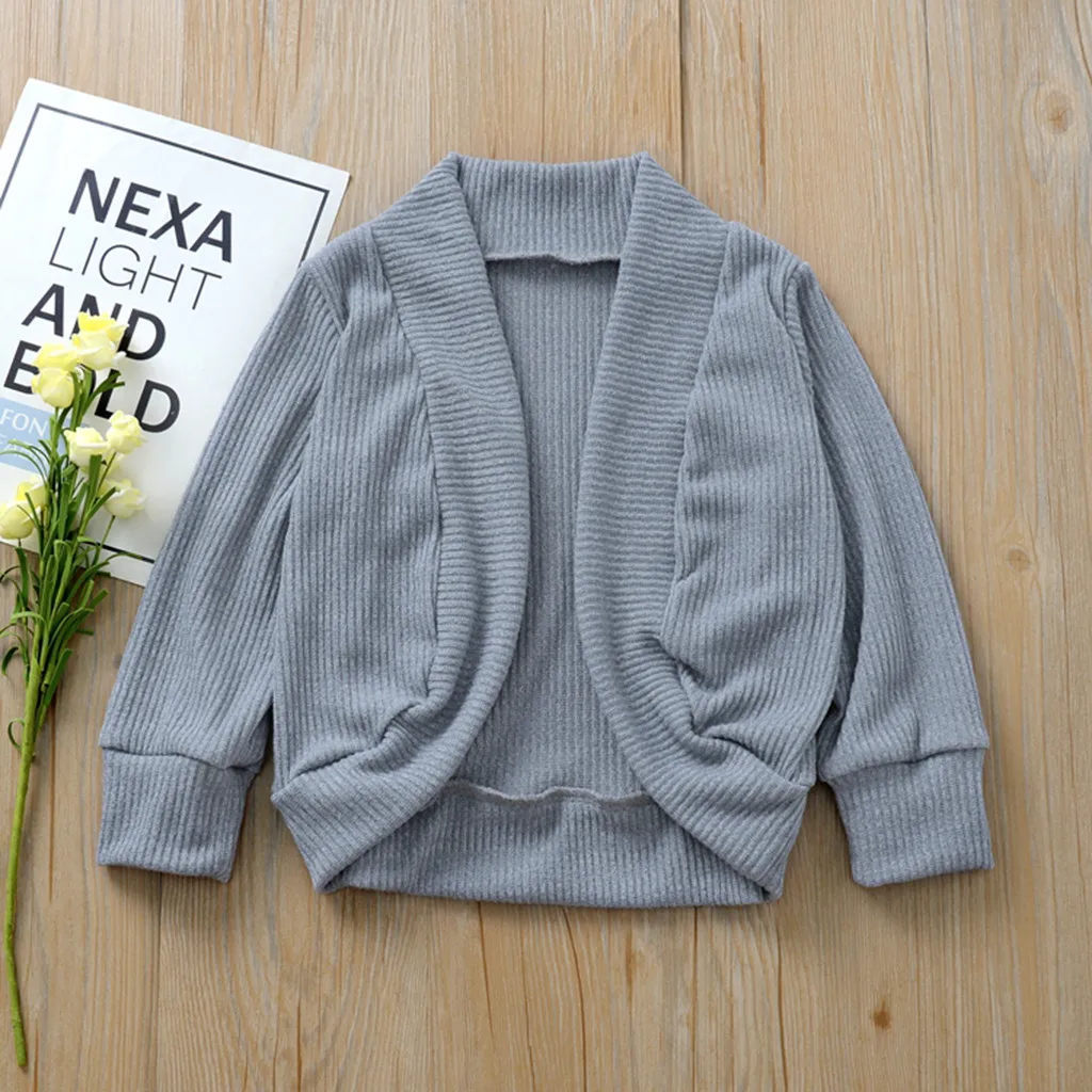 Хлопковая куртка для малышей девочек и мальчиков Однотонный свитер вязаный