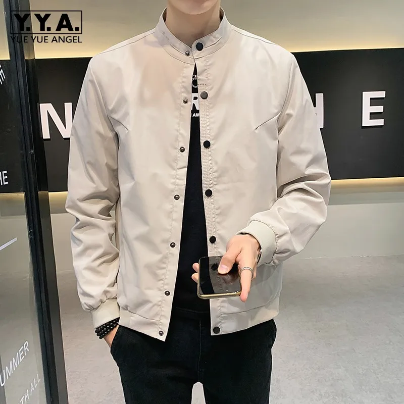 

Куртка мужская с воротником-стойкой, повседневная облегающая короткая однобортная верхняя одежда с длинным рукавом, женская одежда для отд...