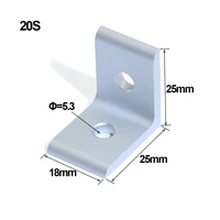 10pcs 2020 silver aluminum extrusion profile aluminum alloy 2 hole 90 degreee inside corner bracket