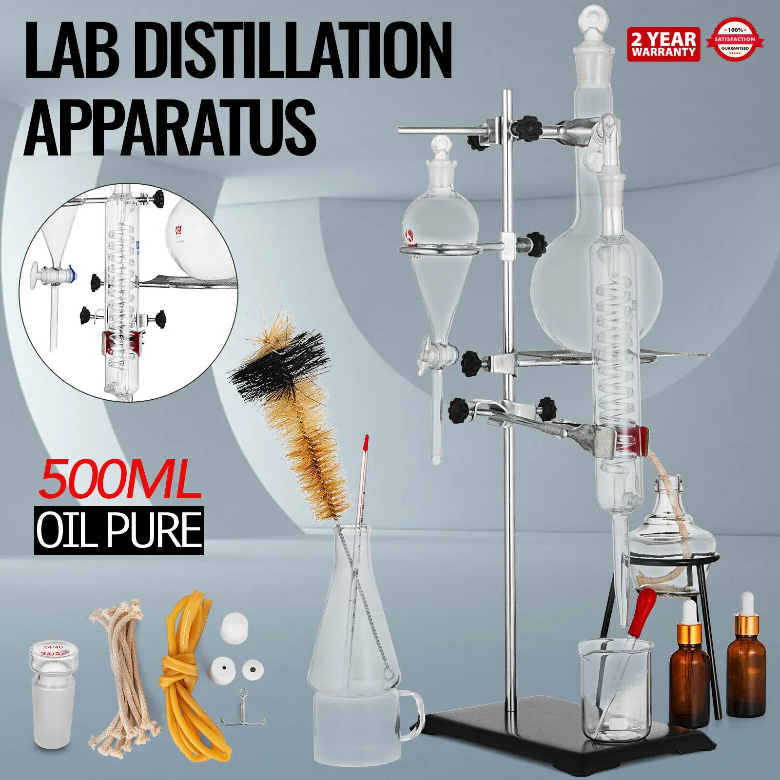 500 мл чистая вода масло эфирные дистилляционные аппараты лабораторный комплект